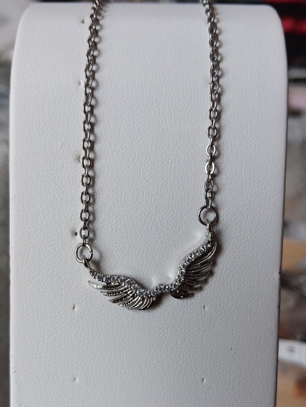 Sterling Silver Wing Pendant Necklace - Sparkling Wings